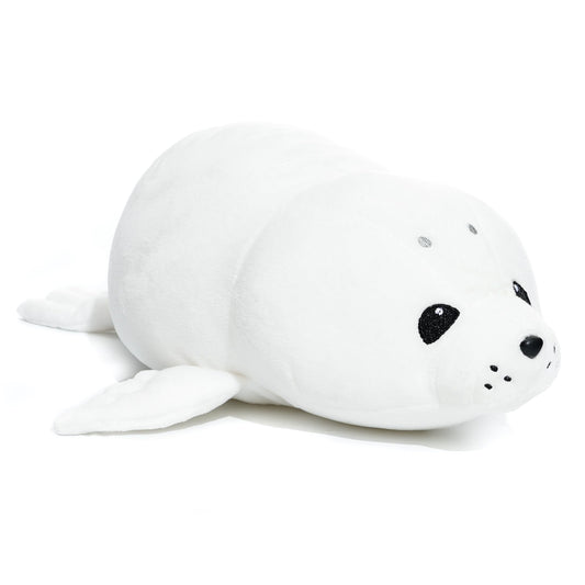 WEIGEDU Adorable White Baby Seal Plush Pillow – Soft Stuffed Animal Toy, Cuddly Hugging Body Pillow for Kids & Adults, 20" Arctic Ocean Seal Doll, Cute Sea Animal Plushie for Gifts & Decor