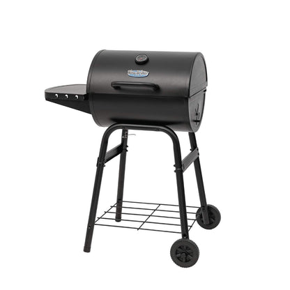 Char-Griller® King-Griller Gambler Charcoal Grill and Smoker with Damper Smoke Control, Cast Iron Grates, and Side Shelf, 315 Cooking Square Inches in Black, Model E1416