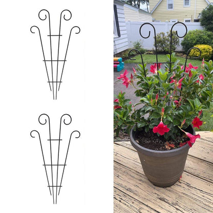 2 Pack Black Coated Wave Pot Trellis 23'' Stakes for Climbing Plants Patio Plant Support for Outdoor,Rose, Vegetable Flower, Backyard