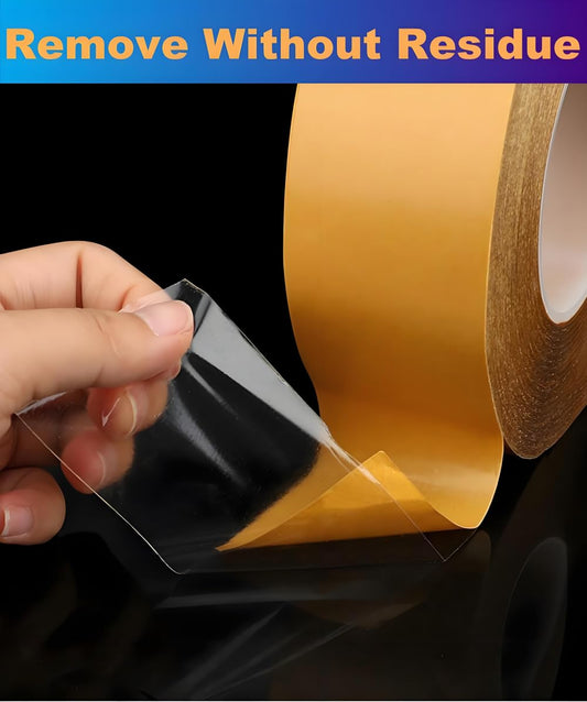 Ultra-Thin Clear Double Sided Tape Heavy Duty 2-Inch x 50 Feet Two Sides Strong Stick Mounting Adhesive Tape for Arts & Crafts, Fix Carpet, Women Clothes, Woodworking, Anti Cat Scratch, Sewing Project