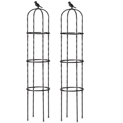 FOLLOOK Garden Trellis Obelisk for Climbing Plants, Lightweight Metal Plant Support for Roses Clematis Vines, Rustproof Decorative Trellis for Outdoor Garden Patio Planter, Black, 2 Pack