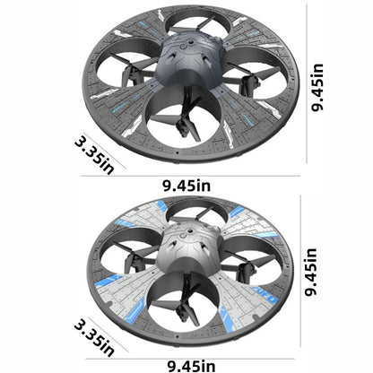 Round Foam RC UFO Drone with Camera, Multi-Color LED Lights (Color Switching), 360° Flips, Speed Adjustment, Beginner-Friendly FPV Quadcopter Airplane (Black)