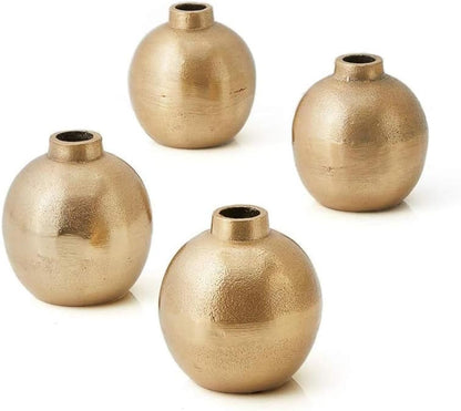 Serene Spaces Living Gold Floral Ball Bud Vases, Small Decorative Flower Vases for Wedding Centerpieces, Party Tables, Dining, Coffee Table & Fall Home Decor, 3.5" Tall x 3" Diameter, Set of 24