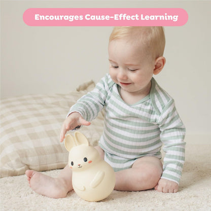 Tiger Tribe: Roly Poly - Bunny - Soft Silicone, ECO Bio-Plastic, Twinkling Sound, Soothing Sensory Toy, Infant & Baby Ages 3+ mo.