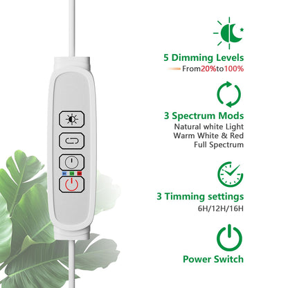 LPMZMBL 3 Packs Grow Lights for Indoor Plants,Plant Grow Light,80 LEDs Full Spectrum Plant Lights for Indoor Growing with 6/12/16H Timer-WG3