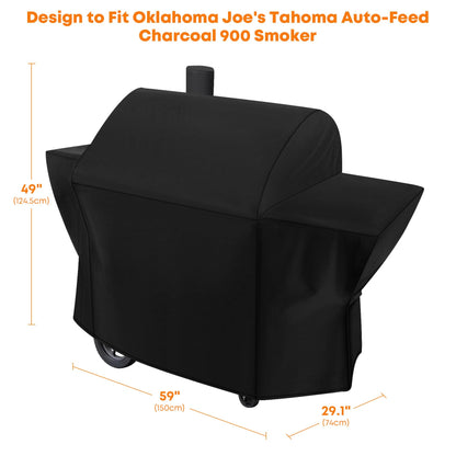 Stanbroil Grill Cover Fit Oklahoma Joe's Tahoma Auto-Feed Charcoal 900 Smoker, 600D Polyester Waterproof Outdoor Premium BBQ Grill Cover, Black