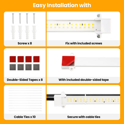 Mosthink Grow Lights for Indoor Plants, 6500K Full Spectrum Plant Lights for Indoor Growing, 16" LED Plant Grow Light Strips with 432 LEDs, 3/6/12H Auto Timer, 6-Level Dimmable, 4-Pack