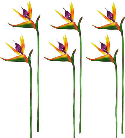 Beebel Artificial Flowers Bird of Paradise Greenery Plants Indoor Outside Garland Home Garden Office Verandah Wedding Decorations 6pcs (Yellow, 6 Pack)