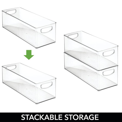 mDesign Plastic Office Supply Organizer - Storage Holder Bin with Handles for Desk Drawer, Cabinet - Pencil, Pen, Envelope and Supplies Container Basket - Ligne Collection - 2 Pack - Clear