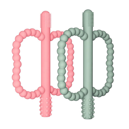 WALULAN 2 Pack Baby Silicone Teething Toys, Teething Sticks for Babies,Silicone teether Tubes for Baby Girl,BPA Free, Soothe Gums for 0-6 3-12 18-36 Months, Newborn Infants Toddler Sensory Chew Toys