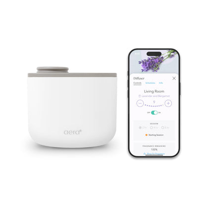 AERA Mini Waterless Plug-in Essential Oil Diffuser for Rooms 100–400 Sq Ft – Smart Aromatherapy Machine with App & Alexa Control – (Fits 12.5 mL Capsules – Sold Seperately) – White