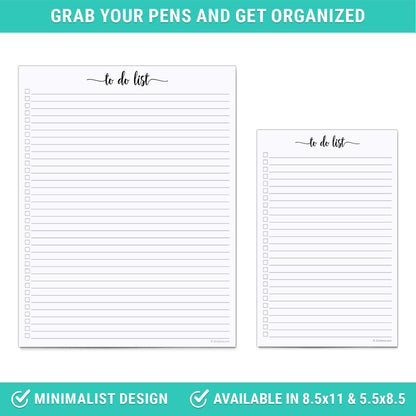 321Done To Do List Notepad, Made in USA - 5.5x8.5, Simple Checklist, Cute Modern Design for Organizing, Planning, College Ruled, Thick Heavy Paper - 50 Sheets