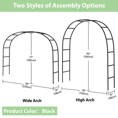 RUBFAC 7.8ft Garden Arch Trellis for Climbing Plants Outdoor, Metal Arch Frame Garden Arbors and Arches, Outdoor Archway for Flower Vines Wedding Bridal Party Decoration, Black
