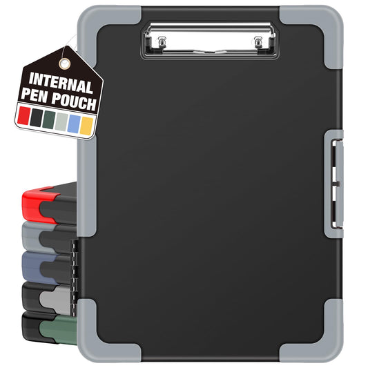 Sooez Toughest Clipboard with Storage, Internal Pen Pouch Included, Letter/ A4 Size, Shockproof Heavy Duty Plastic Clip Boards 8.5x11”, High Capacity Clipboards Box Case for Contractor Trucker Driver