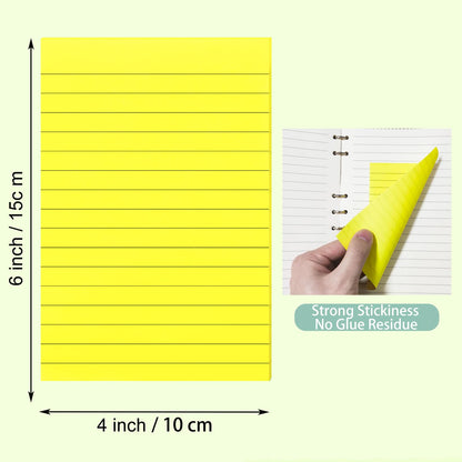 24 Pack Lined Sticky Notes 4X6 in Self Sticky Note Pads Colorful Post Stickies for Office, Home, School, Meeting, 50 Sheets/pad, (Bright Color)