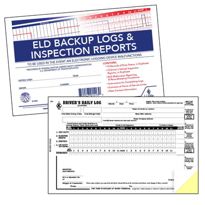ELD Backup Driver Log Book 5-pk. with Detailed Driver Vehicle Inspection Report & Daily Recap - Book Format, 2-Ply Carbonless, 8.5" x 5.5", 10 Sets of Forms Per Book - J. J. Keller & Associates