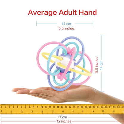 WEofferwhatYOUwant Baby Sensory Teether Ball Soft Rattle Rings for Teething Relief Chewing Grasping BPA Free Newborn Infant Toy 0-6 Months Montessori Soothing Portable Developmental Toy