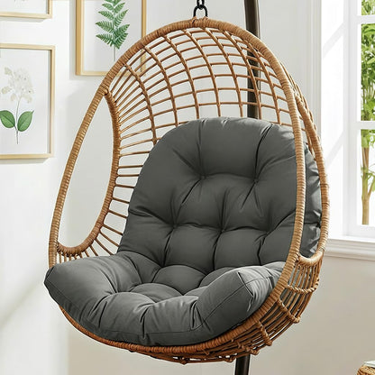 1 MIDDLE ONE Egg Chair Cushion, Indoor Outdoor Hanging Egg Chair Cushions Replacement, Memory Foam Patio Wicker Basket Swing Chair Cushion (Grey, 47 x 33 inch)