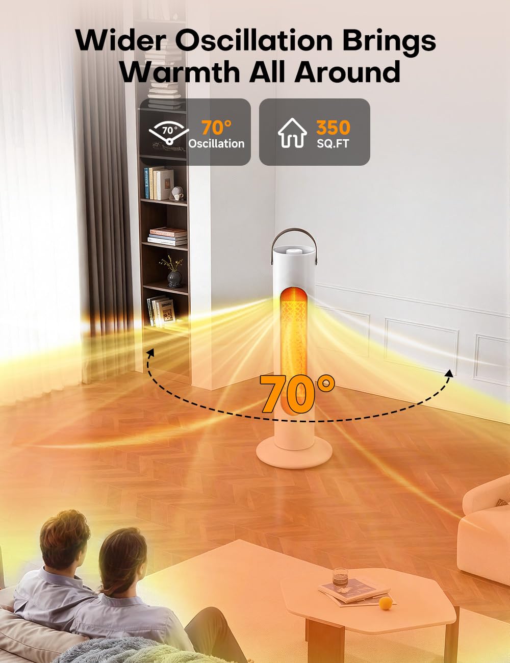 HETRAROOT Outdoor Heaters for Patio w/4 Modes, 350Sq.ft 1S Heating, 1500W PTC Ceramic Electric Patio Heater for Outdoor Use, Overheating & Tip-Over Protection, Space Heaters for Indoor Use Large Room
