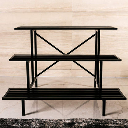 Zhongma 3 Tier Sturdy Metal Plant Stand, L35.43 x W26 x H23.6 inch, Heavy Duty Plant Holder for Home Indoor and Outdoor, 660 LBS Capacity & Heavy Duty Construction