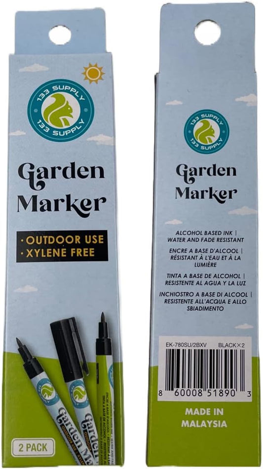 133 Supply 100 Pack T-Type Plant Labels for Seedlings with 2 Pack of Garden Marker Pens (Garden Markers Fade Resistant Plant Markers Outdoor Waterproof Pen Black Permanent Markers Plant Tags)