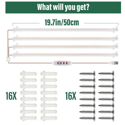 RooTrimmer 20 Inch Grow Light for Seed Starting for 1020 Trays Full Spectrum LED, Hydroponics Growing System Lights, Indoor Greenhouse Plant Lamp, 8/12/16H Timer & Dimmable Grow Lamp, 4 Pcs