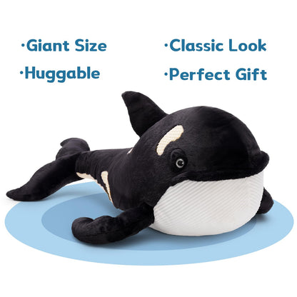 MorisMos 51Inch Giant Orca Stuffed Animal, Big Realistic Stuffed Orca Plush Toy, Large Soft Killer Whale Stuffed Animal Toy Sea Animal Gift for Kids Girls Boys Birthday Christmas