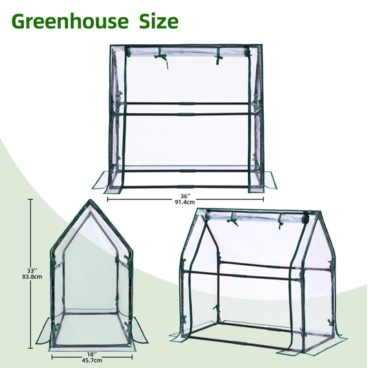 Mini Greenhouse for Indoor Outdoor: Ohuhu Tabletop Portable Green House with Waterproof Pad for Small Plants Nursery Germination, 36"x18"x33" Heavy-Duty Cover Tent Humidity Dome Seedling Accessory