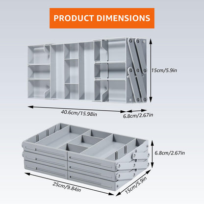 2/3 Tier Drawer Organizer, Collapsible Multi Level Drawer Organizer Tray, Expandable Bathroom Desk Drawer Organizer Trays, Adjustable Compartments Storage Trays for Jewelry (Single Row 3 Tiers)