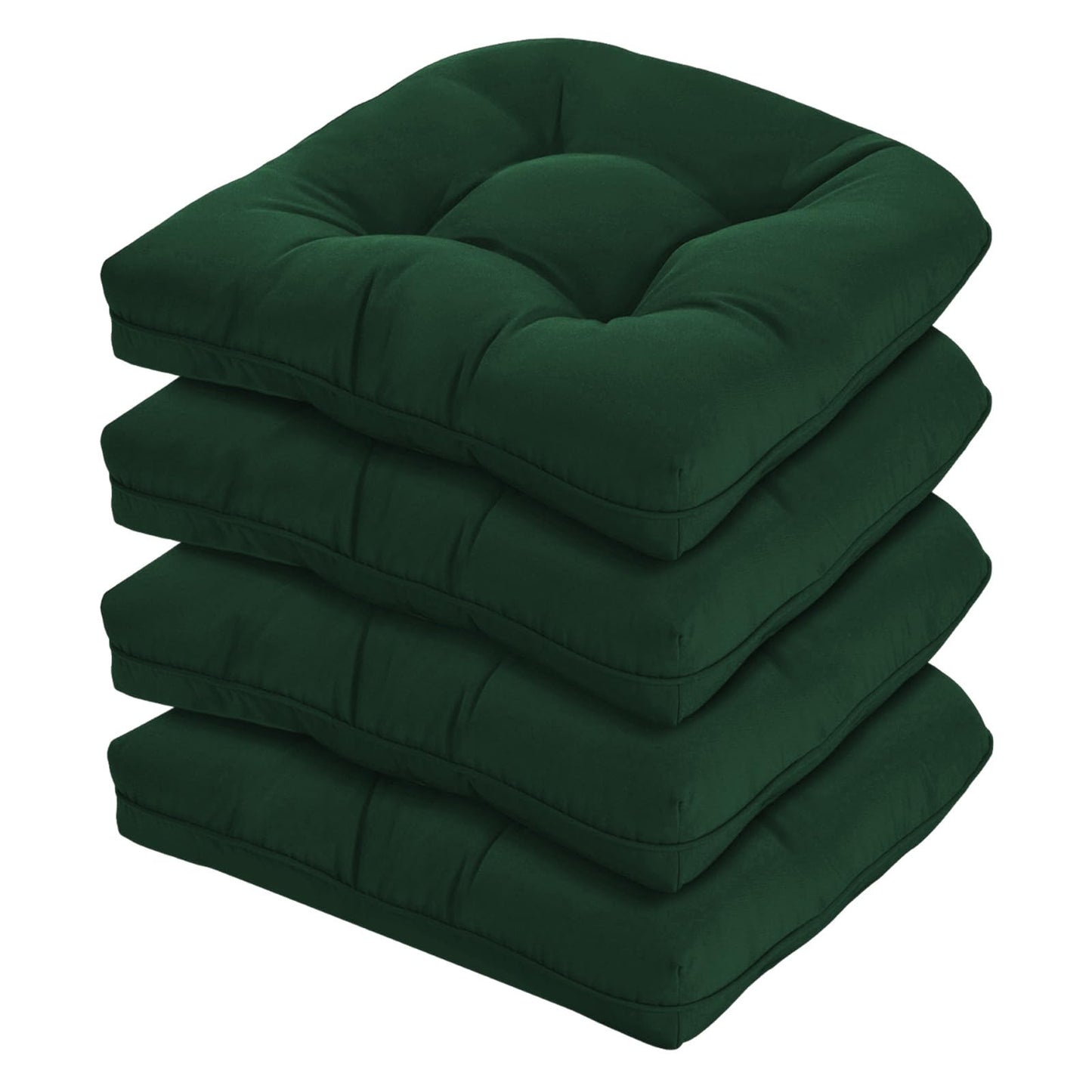 HOMELYSIAN 19x19 Outdoor Chair Cushions Set of 4, Tufted Wicker Patio Furniture Cushions, Thick Outdoor Seat Cushions for Lawn Chairs, Overstuffed and Water Resistant, Green