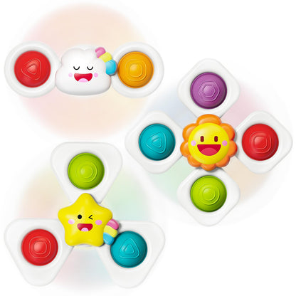 SpringFlower Baby Toys 0-6-12-18 Months,Suction Cup Spinner Toys,Baby Bath Toys for Boy&Girl, Sensory Toys &Travel Table Toy for Toddlers, Birthday Gifts for 1 2 3 Year Old Toddler