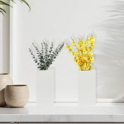 dugunusu Wood Wall Planter Set of 2, Modern Wall Hanging Decor Pocket Planter for Greenery and Dried Flowers, Indoor Wood Hanging Vase (White)