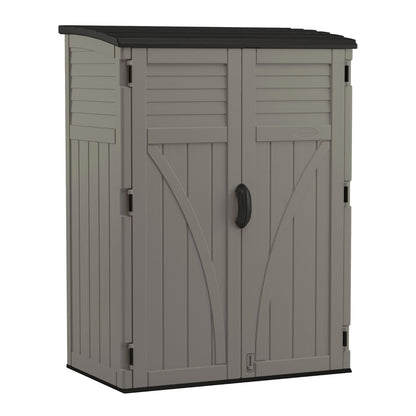 Suncast Outdoor Storage Cabinet Waterproof Resin Vertical Outdoor Storage Shed (54 cu. ft.) for Patio, Garden Tools, Cushions, & Equipment. Weatherproof Plastic Multi-Wall Design, Capacity Made in USA