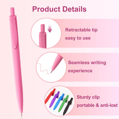 XWLDOLMI Ballpoint Pens, Soft Rubber Erasable Pens for Journaling & Bible Study, Smooth Writing Pens Bulk, Teacher Christmas Gifts, Kids Gifts,Black Pens, 16 pens in a mixed pack (8 colors * 2)