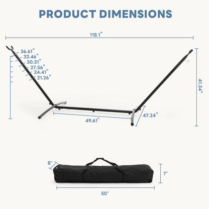 Sweetcrispy Hammock Stand Only, Heavy Duty Hammock Stands for Double 2 Person, Portable Steel Stand for Outside Garden Backyard Patio Pool Beach with Carrying Case