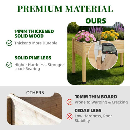 ZIENLIFE Wood Raised Garden Bed, 72x24x30in Elevated Wooden Planter Box with Legs Standing Growing Bed for Backyard, Patio, Balcony with Bed Liner, 200 Pound Capacity 3PCS