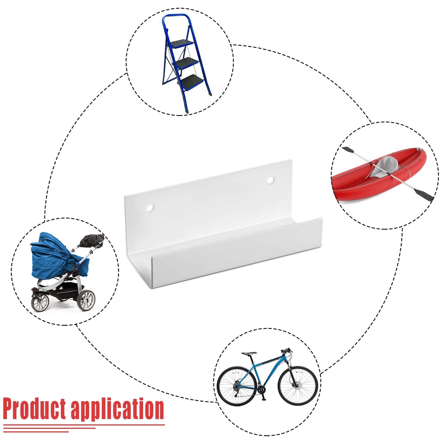 Blulu 4 Pcs Wall Mount Ladder Wall Wheelbarrow Hanger Steel Garage Storage Hook Wheelbarrow Hanger Heavy Duty Garage Storage Organizer for Hang Ladders Carts Chair Bicycle (White)