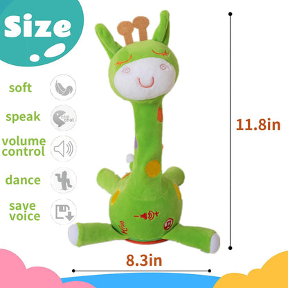 Record Singing Giraffe Stuffed Animals Educational Learning Musical Baby Toys Dancing Talking Giraffe Plush Toys for Toddlers Stuffed Animal Baby Toy Repeating What You Say,Birthday Gifts ,12"(Yellow)