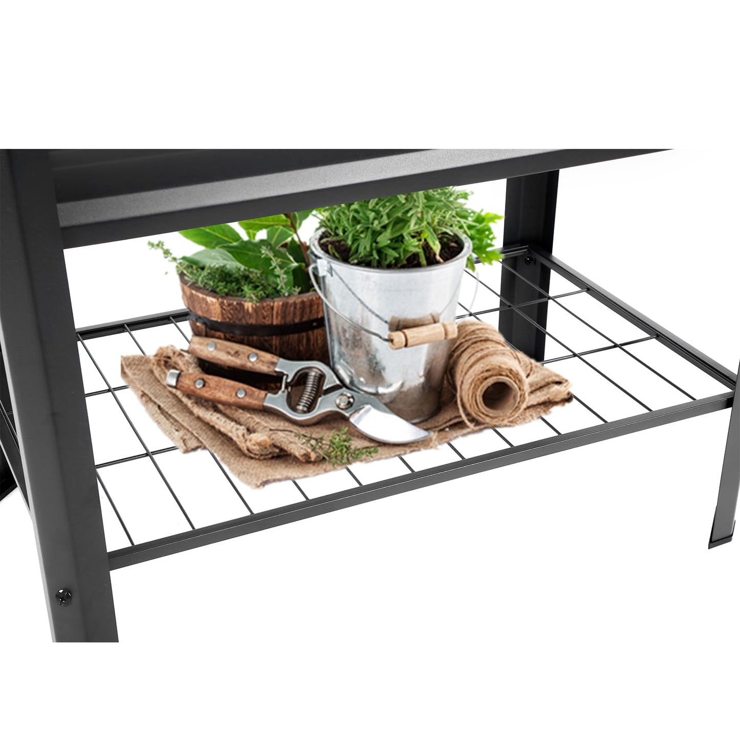 Veezyo Raised Garden Bed with Legs and Shelf, 2pcs 32"x20"x31.5" Elevated Metal Planter with Legs for Outdoor Vegetables and Herbs, Standing Raised Beds for Balcony, Patio, Lawn and Backyard