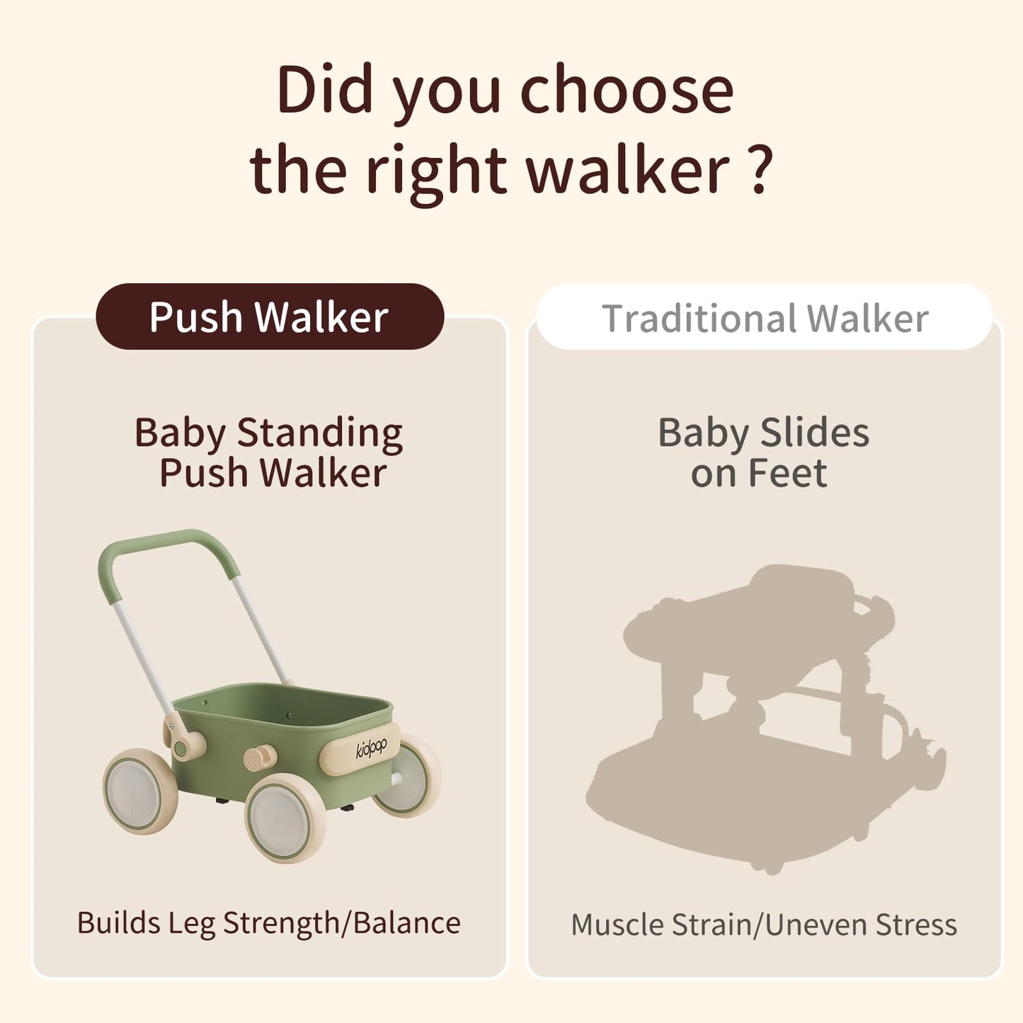 PULA Baby Push Walker with Wheels Toddler Wagon for First Learner Baby Toys 6-12 Months, 1 Year Old Birthday Gifts, Indoors and Outdoors (Green)
