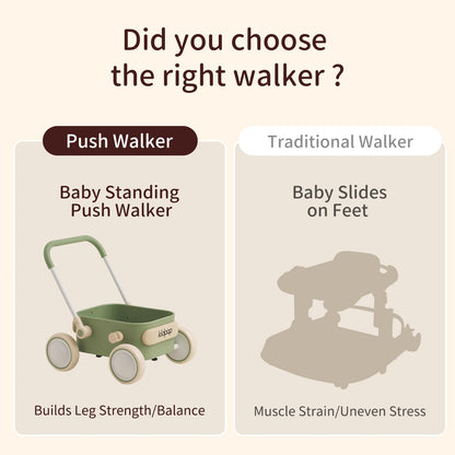 PULA Baby Push Walker with Wheels Toddler Wagon for First Learner Baby Toys 6-12 Months, 1 Year Old Birthday Gifts, Indoors and Outdoors (Green)