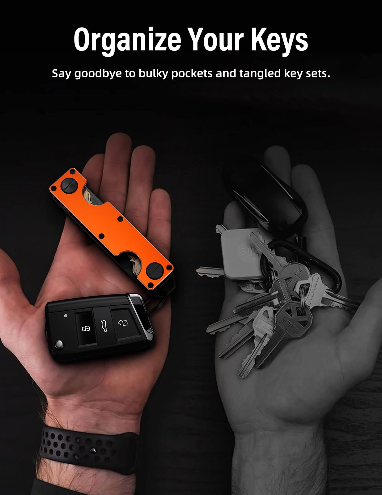 Key Organizer Key Holder Compact Key Case Minimalist Metal Key Chain Key Holder for Keychain Secures 8-10 Keys EDC