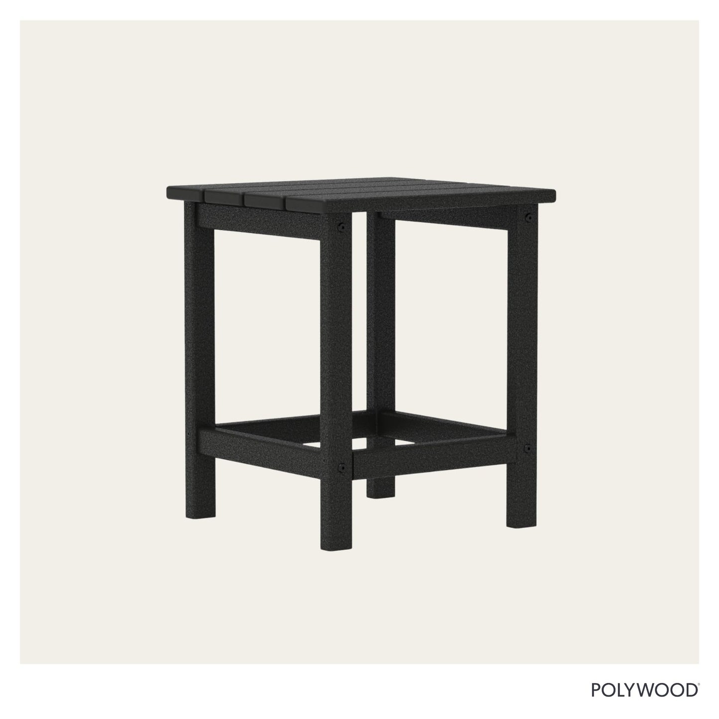 POLYWOOD Long Island 18" Side Table, Black