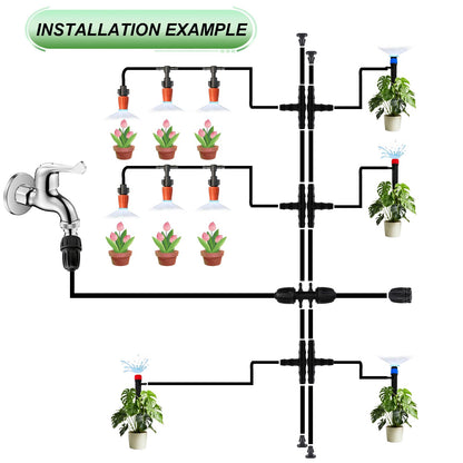 Ruibapa 240FT Drip Irrigation System,Irrigation System for Garden with 1/2 inch Hose 1/4 inch Distribution Tubing and Accessories,Drip Irrigation Parts Garden Watering System