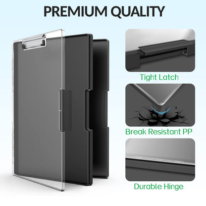 Sooez Clipboard with Storage, Heavy Duty Cleaview Clip Boards 8.5x11 with Dual Storage, Dry Erase Plastic Nursing Clipboard, High Capacity Clipboards Folder for Teacher Nurse, School & Office Supplies
