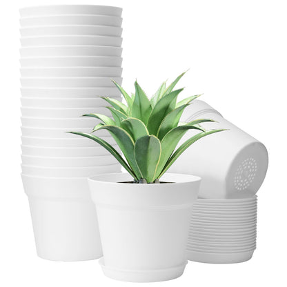 GARDIFE 20 Pack 6 inch Plant pots, planters for Indoor Plants, Flower pots, White