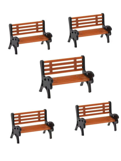 5 Pcs 1:50 Miniature Park Bench 2.8 CM / 1.1 Inch, Tiny Street Seat Chair for Model Train Platform, Architecture Model, Dollhouse & Fairy Garden Micro Landscape Decor