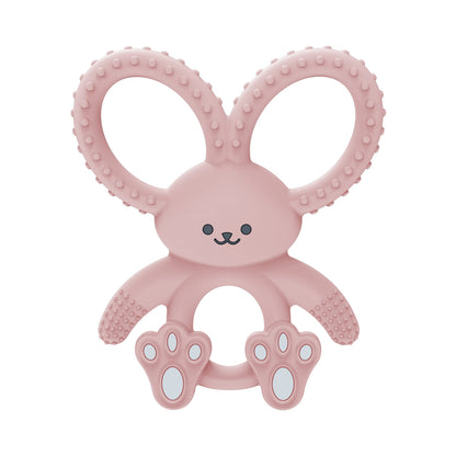 Dr. Brown's Flexees Gray & Pink Bunny Silicone Baby Teethers, BPA Free, for 3 Months+ Babies