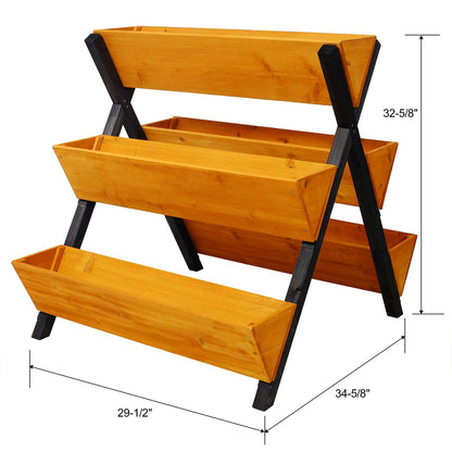 SRECELL 3-Tier Wooden Raised Garden Bed with Legs, 5-Planter Vertical Planter Box with X-Legs for Flowers, Herbs & Vegetables, Freestanding Tiered Wood Plant Stand for Patio & Balcony, Brown
