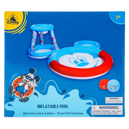 Disney Store Official Mickey Mouse Summer Fun Inflatable Pool Set with Splash Pad, Hoop, Sprayers and Balls, Fun Toddler Outdoor Toys, Mickey Face Design, Perfect for Summer Family Fun